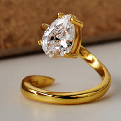 Bague CZ coeur en fil solide R1097