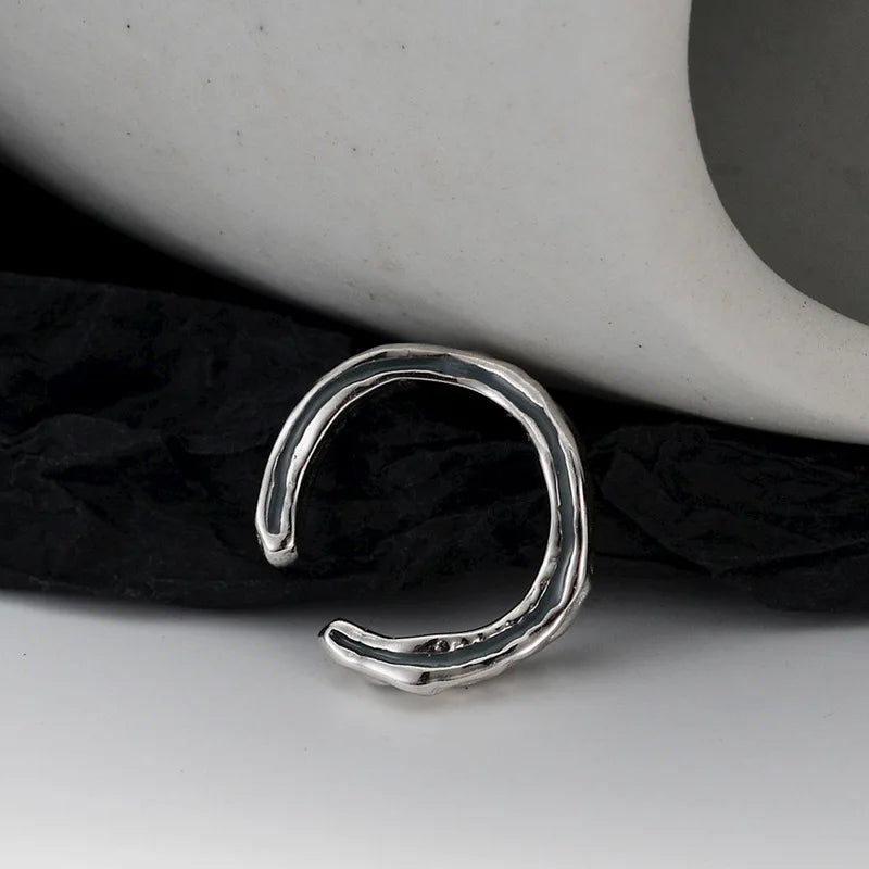 Thick Hammered Clip Earring E1013, 1 Piece