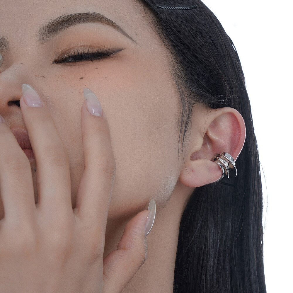 Thick Wavy Clip Earrings E1017 1 Piece