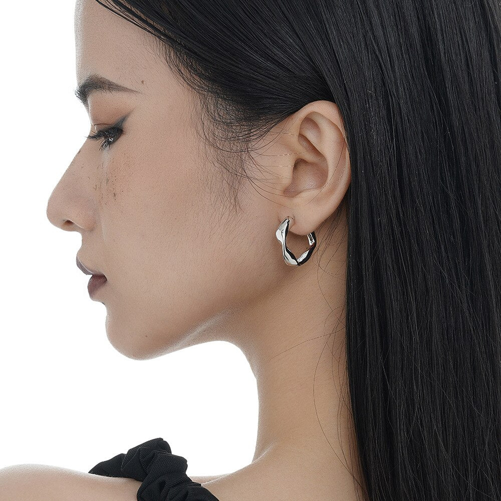 Twisting Thick Wire Ear Studs E1026