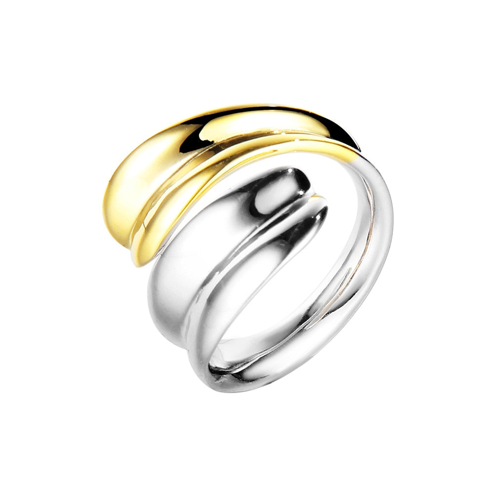 Bague fantaisiste cercles bicolores R1036