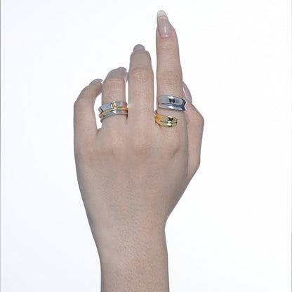 Two-tone Circles Whimsical Ring R1036