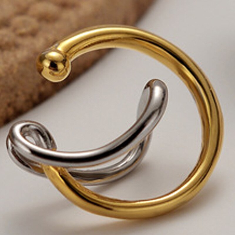 Two-tone Wire Hoop Ear Buckles E1035 1 Piece