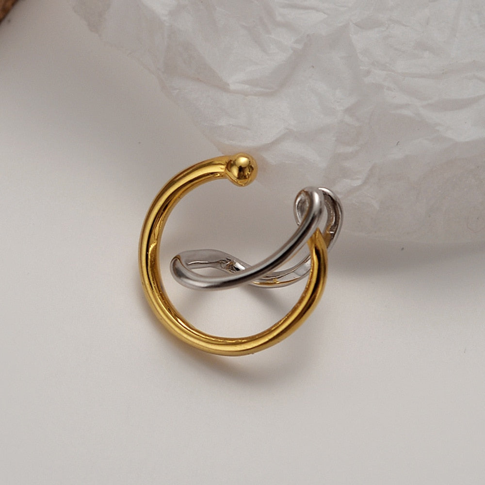 Two-tone Wire Hoop Ear Buckles E1035 1 Piece