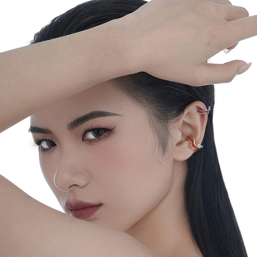 Wavy Chunky Enamel Ear Cuff R1216, 1 piece