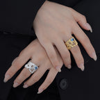 Blue Zircon Patterned Wide Rings R1195