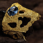 Blue Zircon Patterned Wide Rings R1195