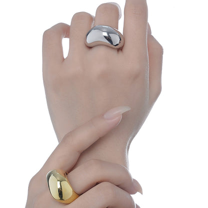 Wide Chunky Polished Open Ring R1060