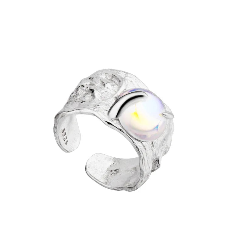 Moonstone Chunky Pattern Ring R1214