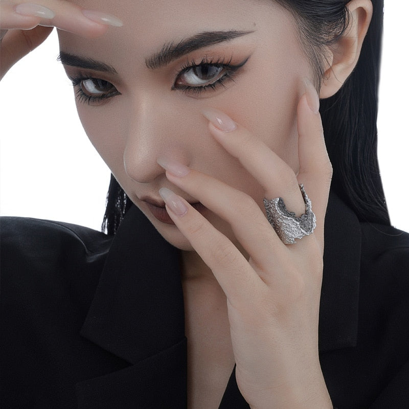 Wide Two-tone Rugged Element Ring R1196