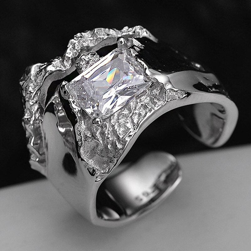 Square Stone Alien Pattern Ring R1198