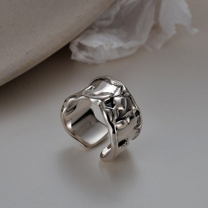 Wide Expressive Texture Thick Ring R1281