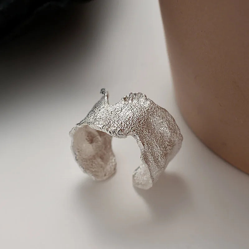 Wide Sanded Impressionist Ring R129