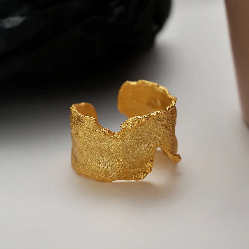 Wide Sanded Impressionist Ring R129