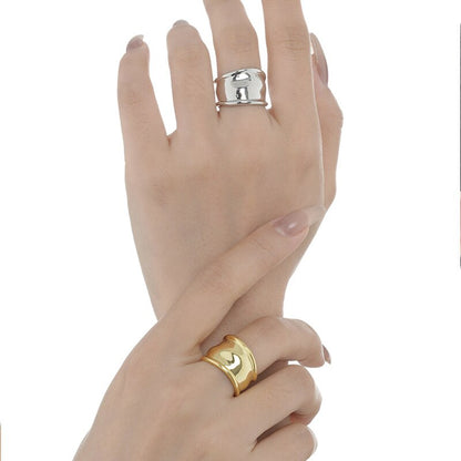 Wide Wheel Irregular Open Ring R1063