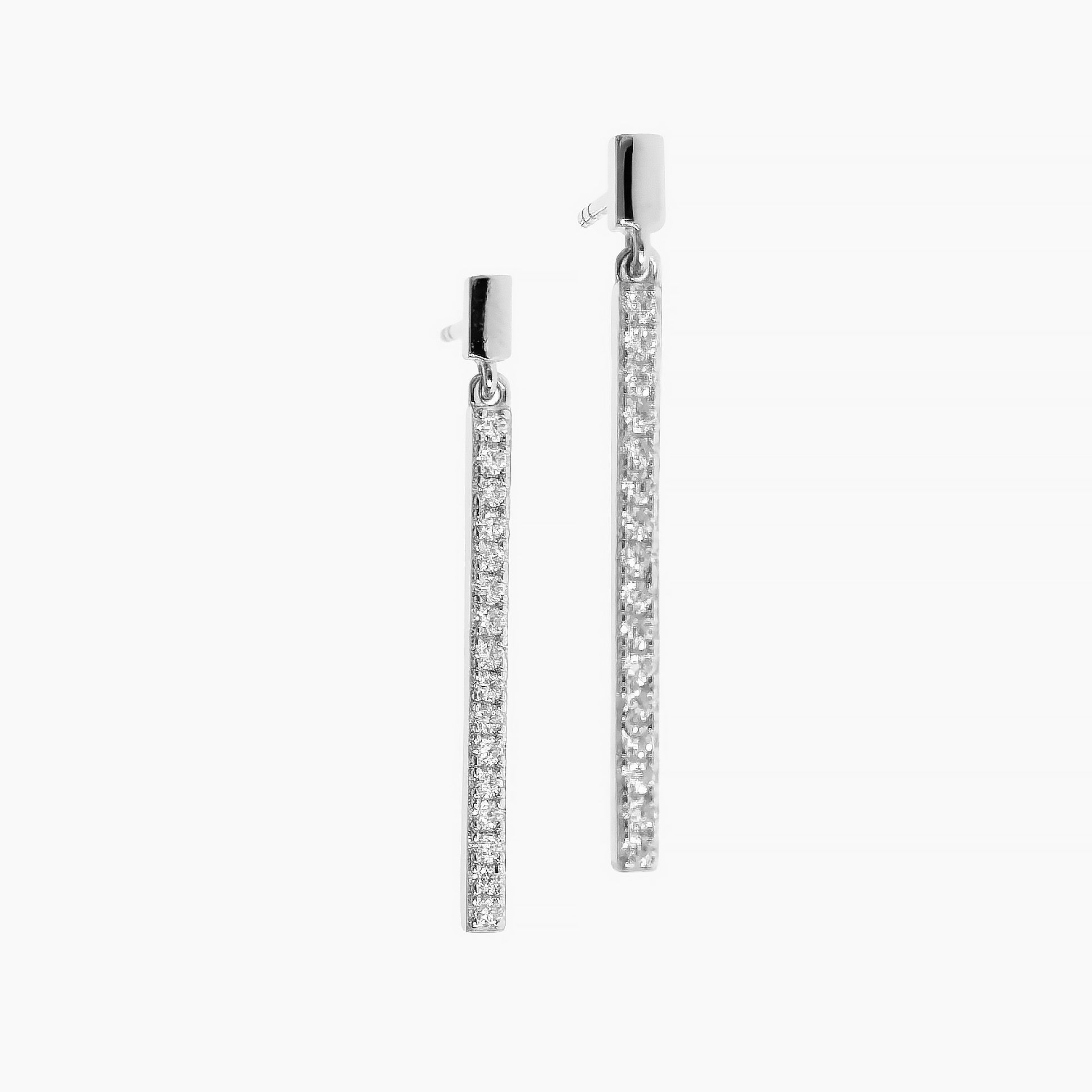 Pave Bar Moissanite Drop Earrings