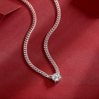 Solitiare Moissanite Curb Chain Necklace