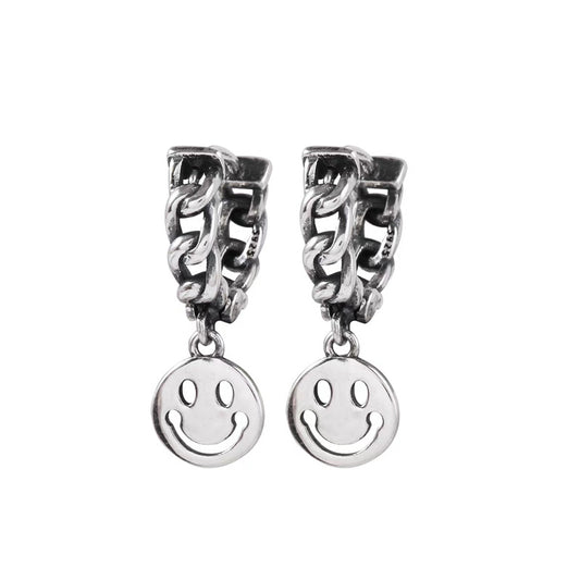 Chain Hoop Smiley Earrings E1046