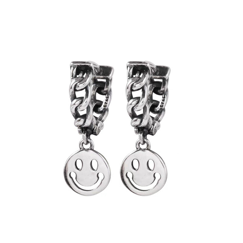 Chain Hoop Smiley Earrings E1046