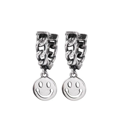 Boucles d'oreilles créoles chaîne Smiley E1046