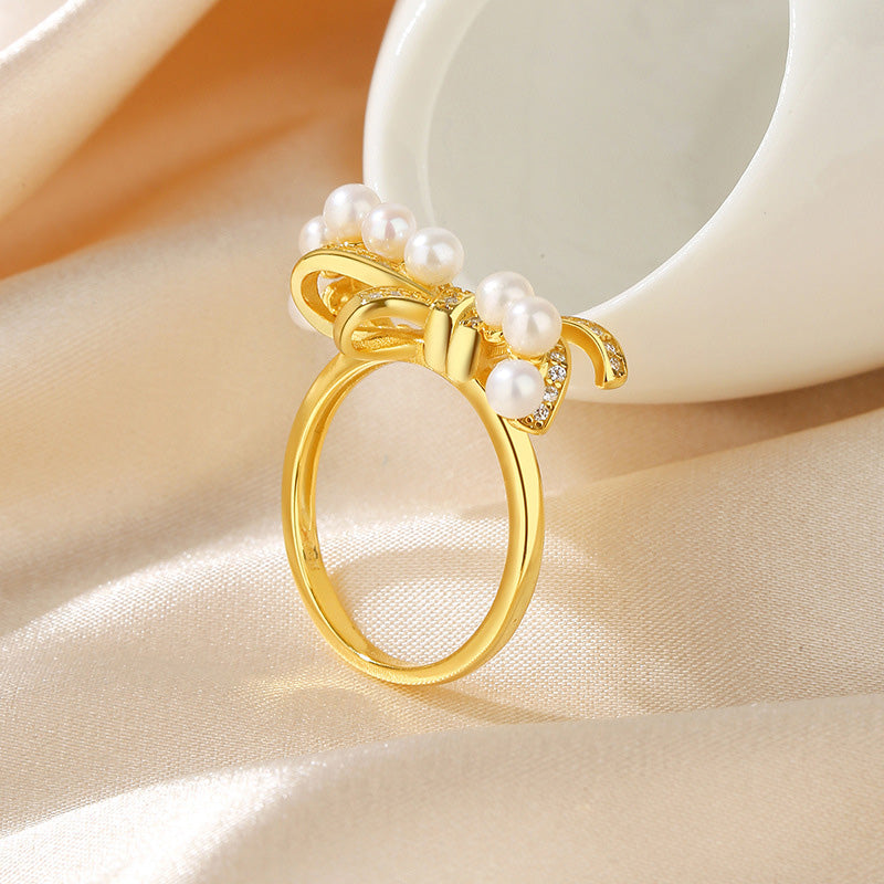 Freshwater Pearl Bowknot Ring RN1024
