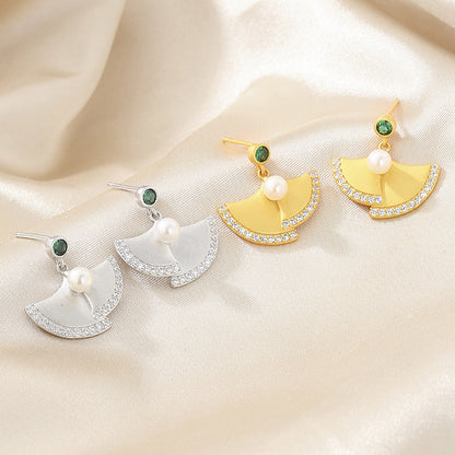 Ginkgo Floral Freshwater Pearl Earrings PE1003