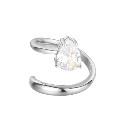 Bague CZ coeur en fil solide R1097