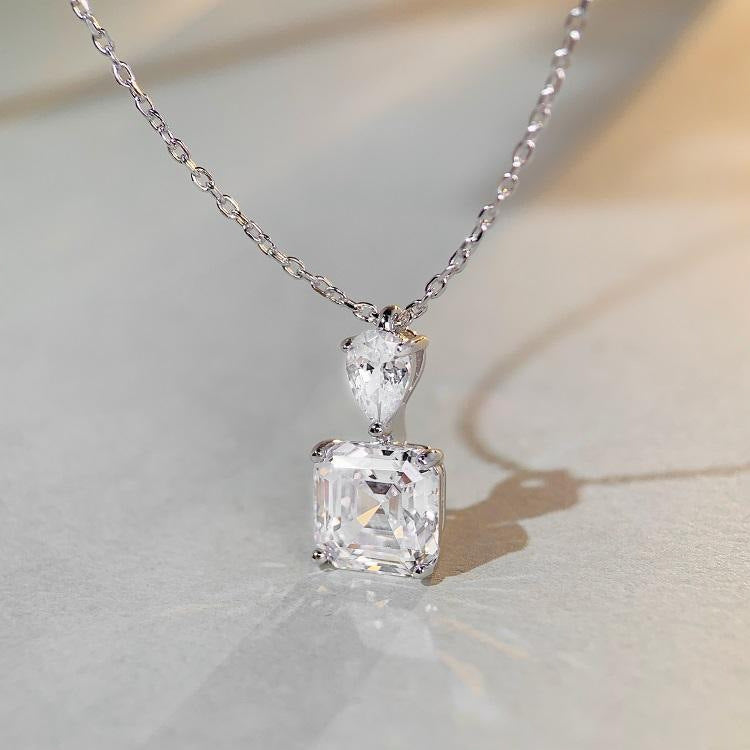 Solitaire 3ct Asscher 5a CZ Necklace