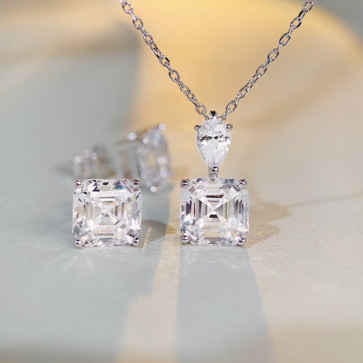 Solitaire 3ct Asscher 5a CZ Earrings
