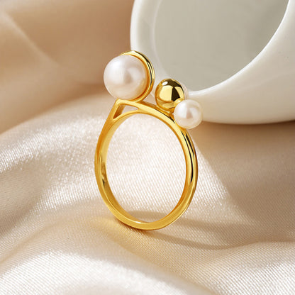 Freshwater Pearl 3 Stones Ring RN1012