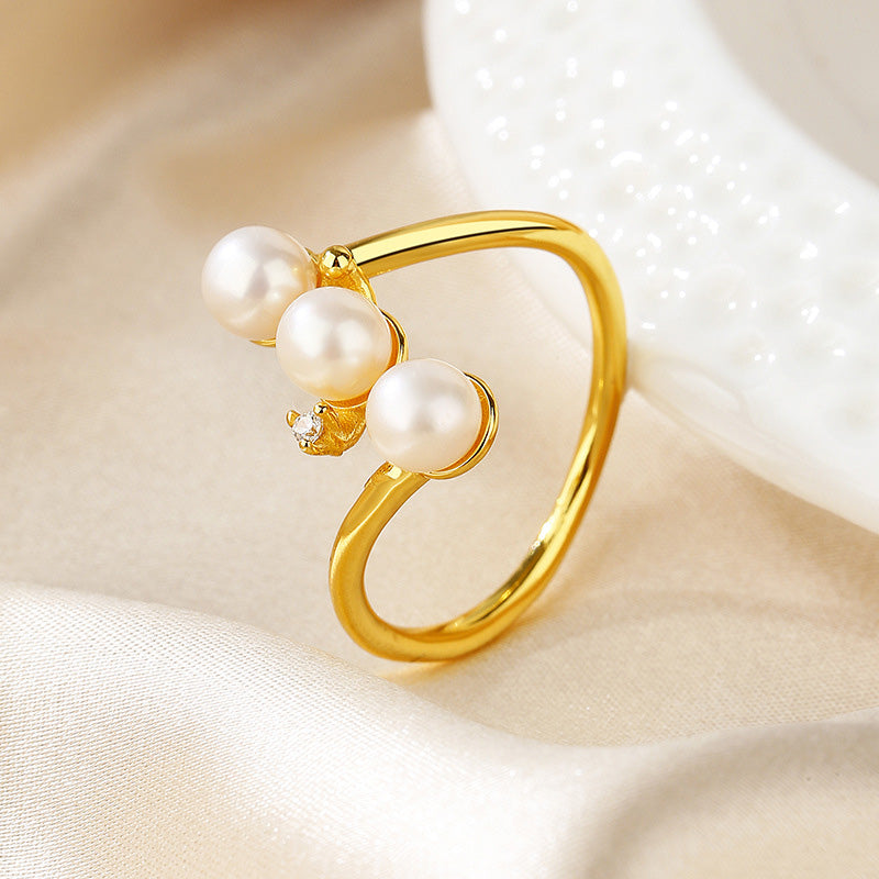 Freshwater Pearl 3 Bead Ring RN1008