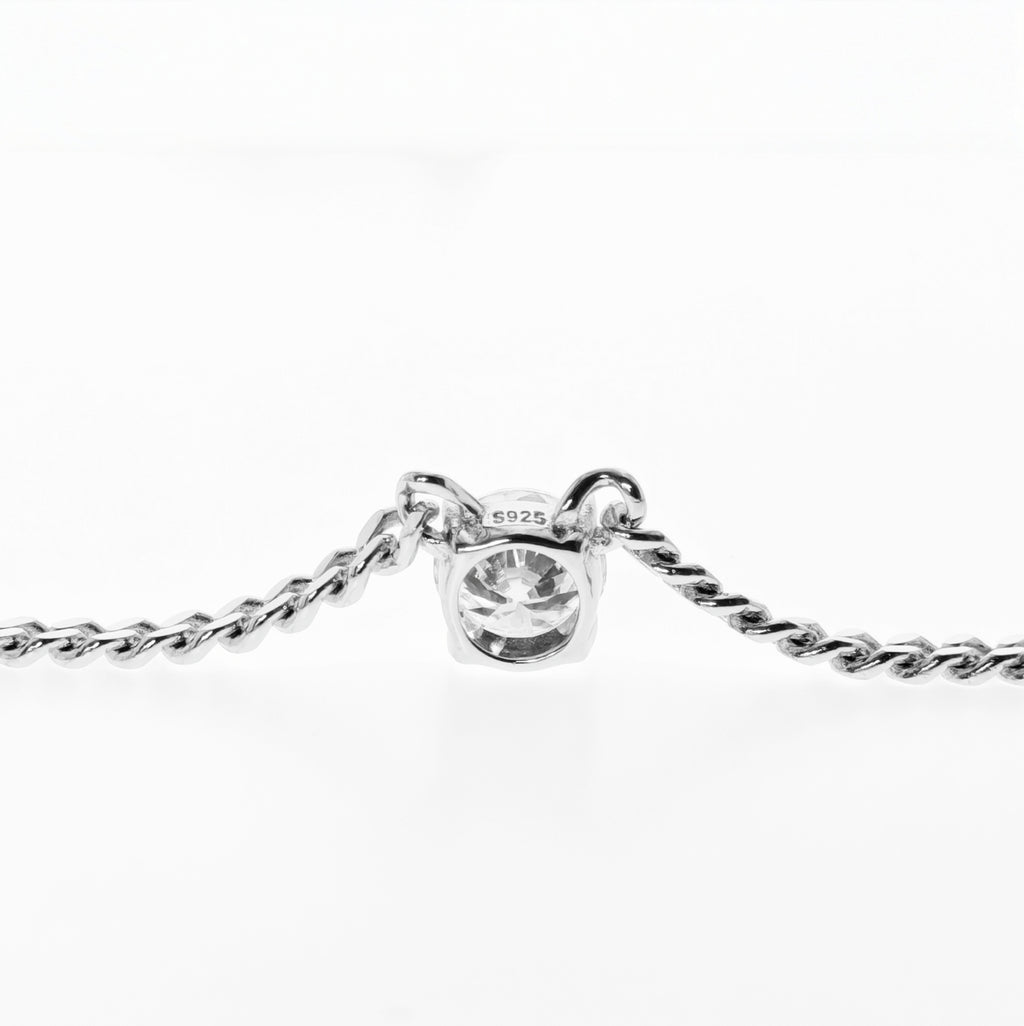 Solitiare Moissanite Curb Chain Necklace