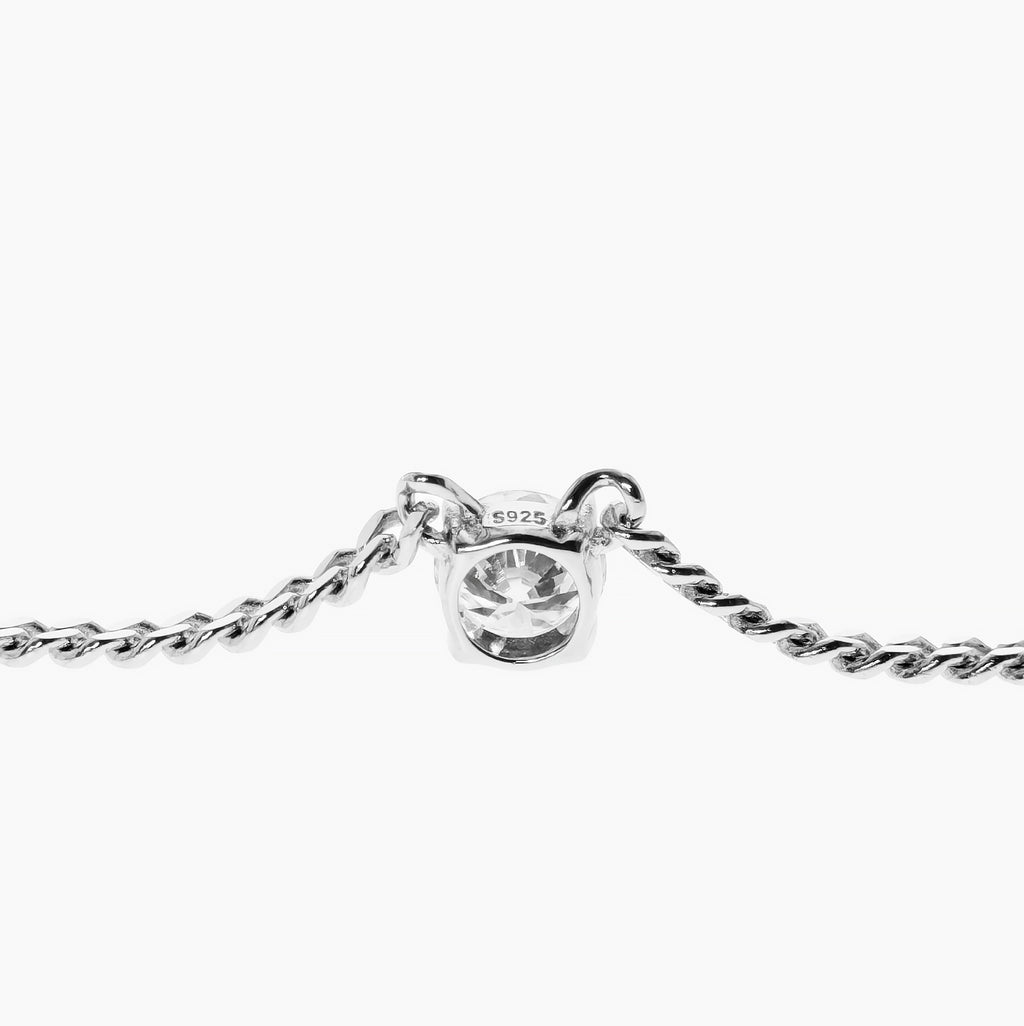Solitiare Moissanite Curb Chain Necklace