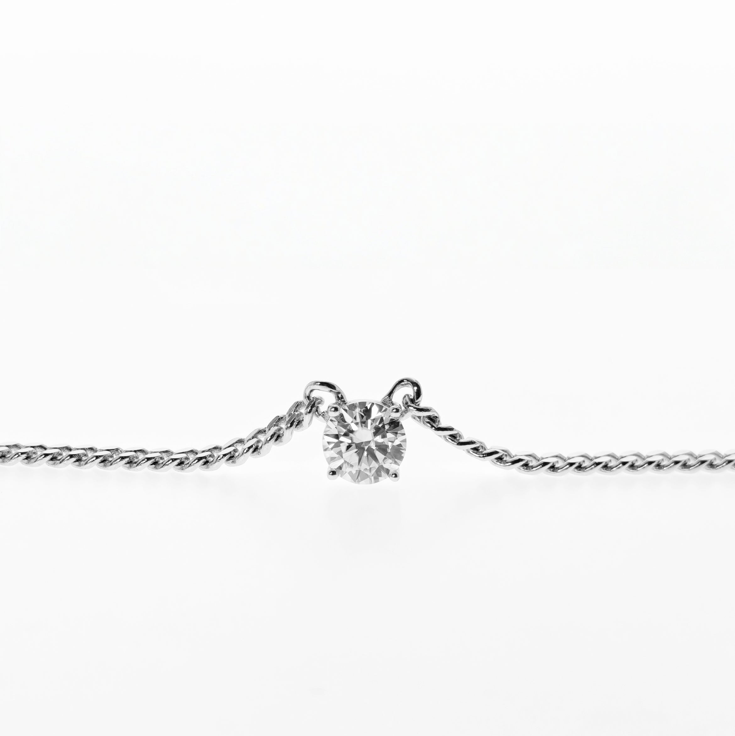 Solitiare Moissanite Curb Chain Necklace
