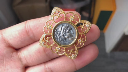 Hercules Coin Filigree Pendant 6292