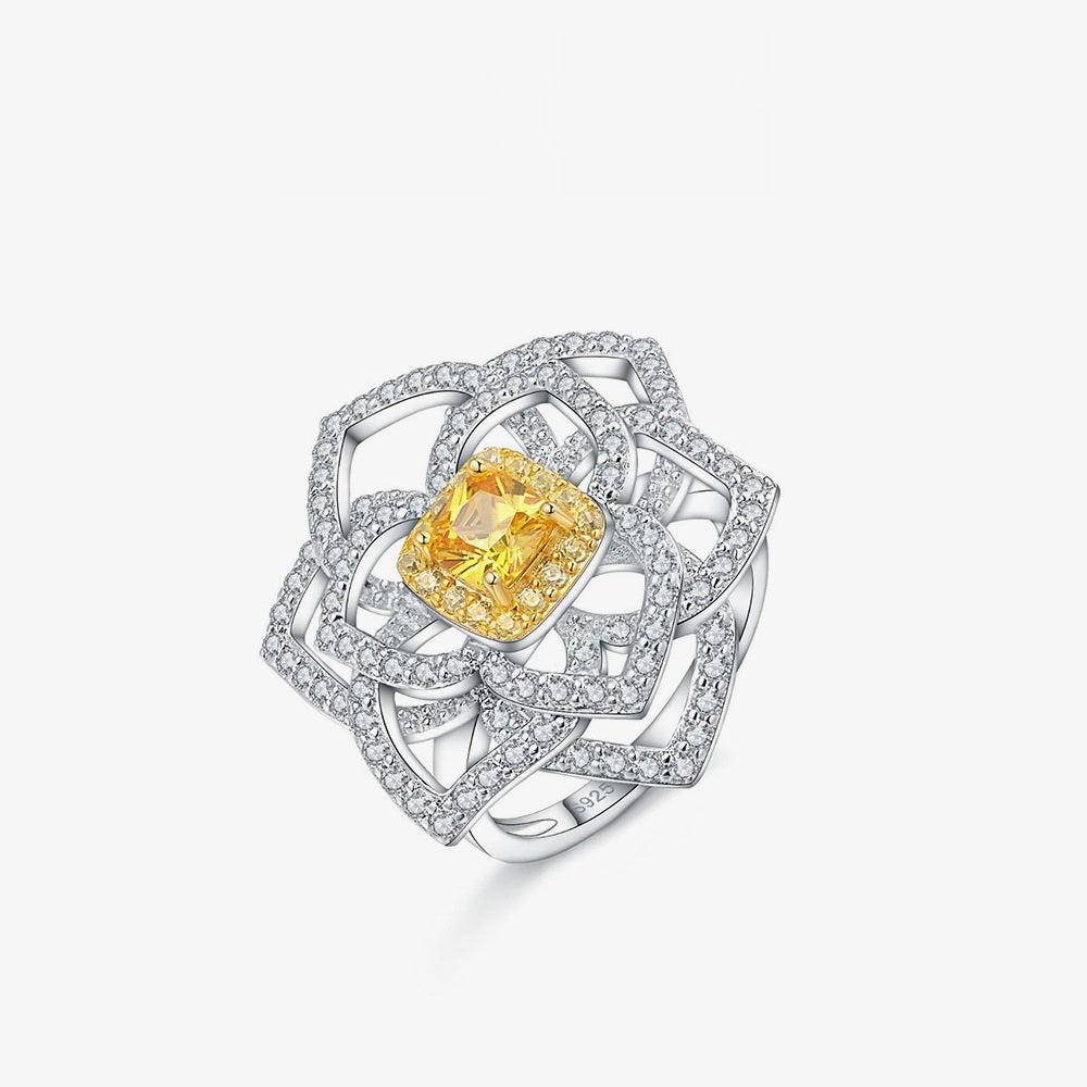 Citrine Rose Floral Wedding Ring R220