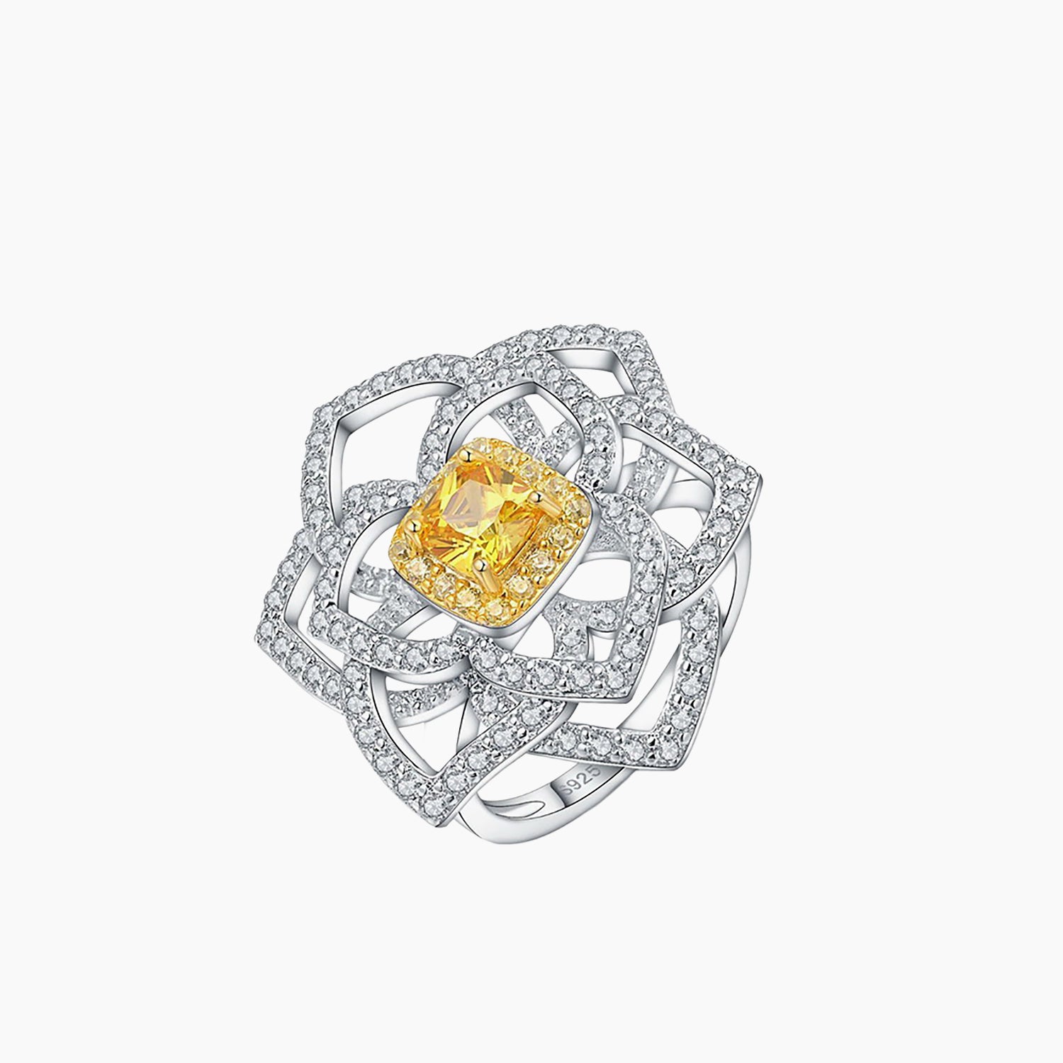Citrine Rose Floral Wedding Ring R220