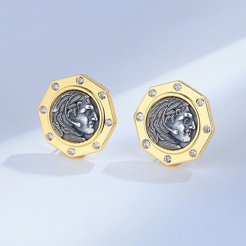 Hercules Greek Coin Earrings E1038