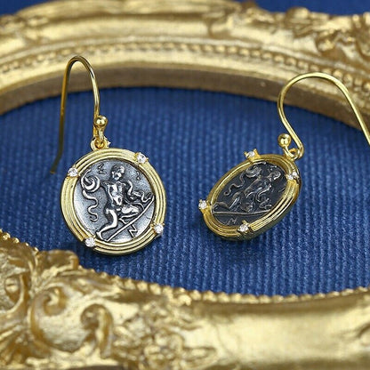 Hercules Greek Coin Earrings E1032