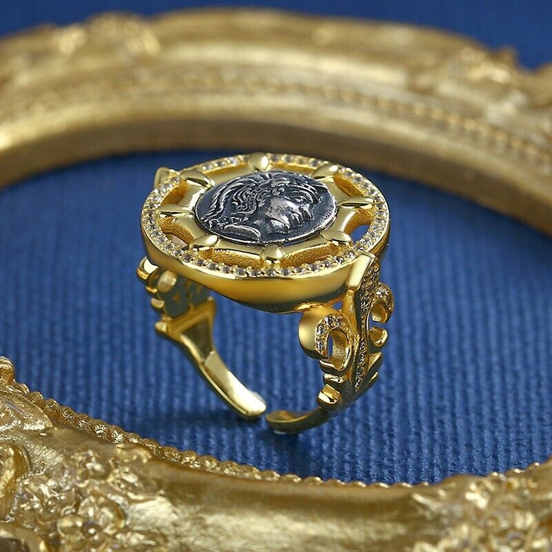 Starry Athena Greek Coin Ring R1072