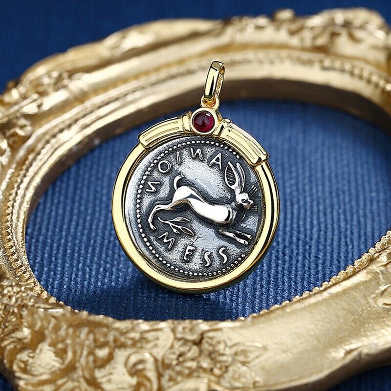 Sicily Rabbit Greek Coin Pendant N1000