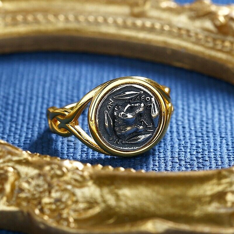 Greek Lion Coin Replica Ring R1035