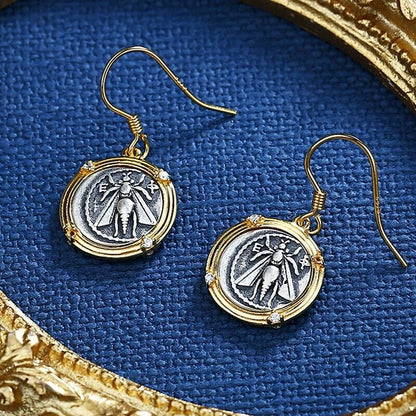 Boucles d'oreilles en pièces de monnaie grecques Ephesus Bee E1016