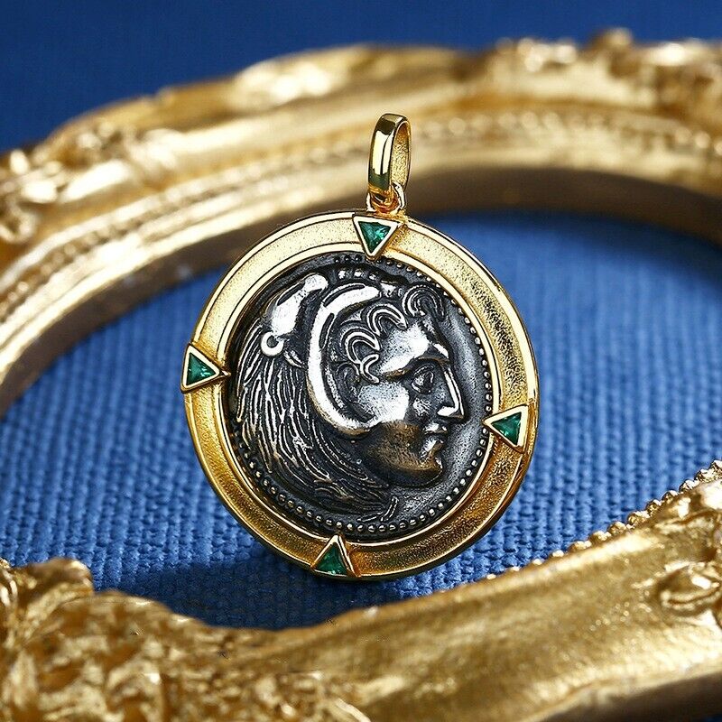 Pendentif réplique de pièce de monnaie grecque Hercules N1029