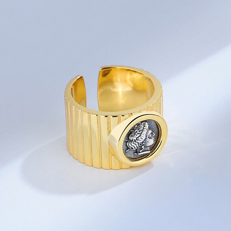 Bague large pièce de monnaie grecque Héra R1007