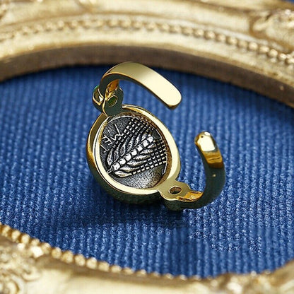 Metapon Wheat Ears Greek Coin Ring R1030