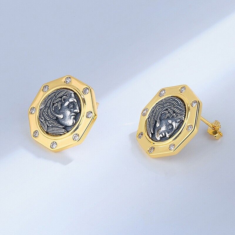 Hercules Greek Coin Earrings E1038
