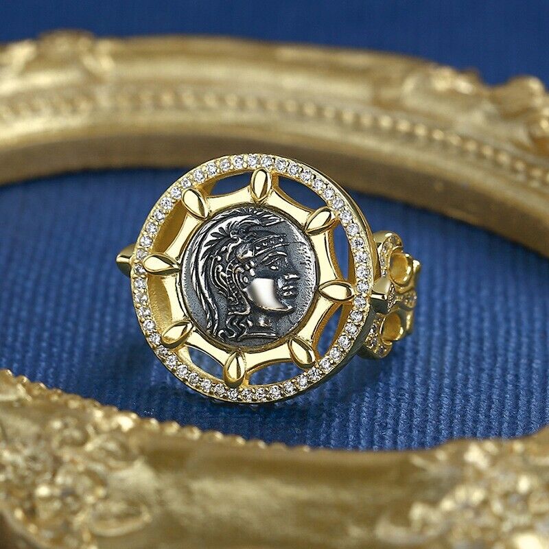 Starry Athena Greek Coin Ring R1072