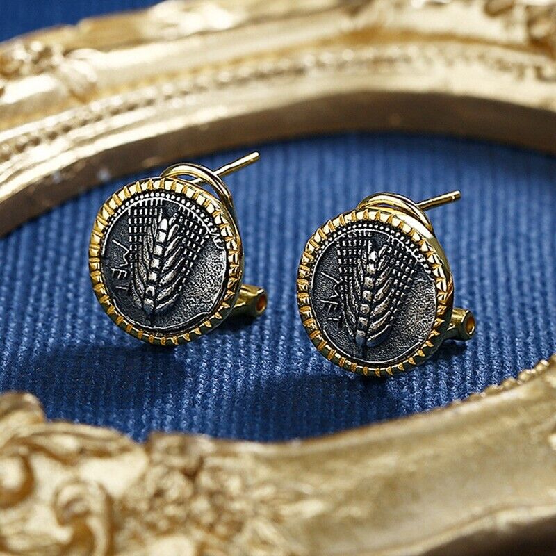 Wheat Ears Greek Coin Earrings E1030