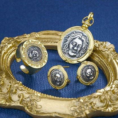 Helios Greek Coin Earrings E1045